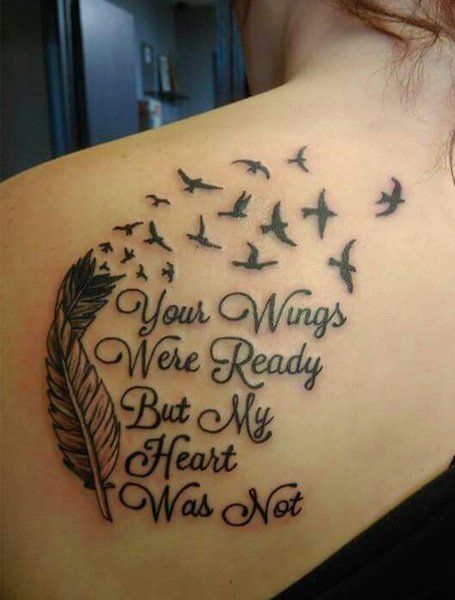 Wings Ready Tattoo Coolest Tattoos, Rip Tattoo, Tattoos Pinterest, Remembrance Tattoos, Dad Tattoos, Memorial Tattoo, Memorial Tattoos, Baby Tattoos, Feather Tattoos