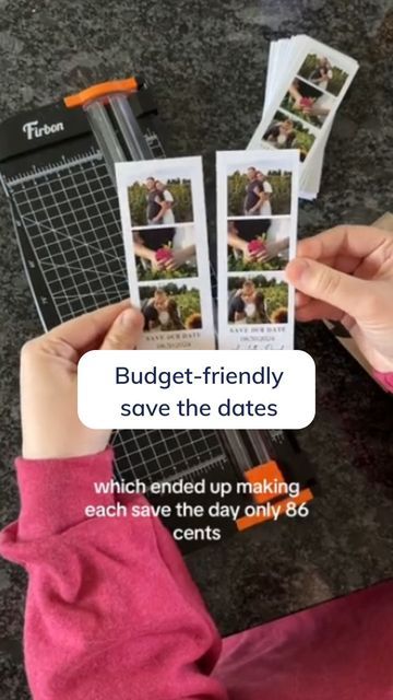 Honeyfund on Instagram: "Save the dates under 86 cents a piece? Yes please. ✔️⁣ ⁣ DIY a polaroid strip-style save the date in Canva for a unique look that's super budget-friendly.⁣ ⁣ 🎥: TikTok/annabelle.bovee⁣ ⁣ ⁣ #weddingDIY #savethedates #weddinginvites" Save The Date Unique Ideas, Diy Wedding Save The Dates, Photo Strip Save The Date, Cute Save The Date Ideas, Fun Save The Date Ideas, Diy Save The Date Ideas, Save The Date Polaroid, Wedding Personalization, Cheap Save The Dates