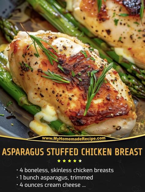 Homemade recipes | Asparagus Stuffed Chicken Breast | Facebook Chicken With Asparagus Recipes, Asparagus Stuffed Chicken, Asparagus Chicken, Recipes Asparagus, Asparagus Stuffed Chicken Breast, Stuffed Chicken Breast, Chicken Asparagus, Onion Recipes, Stuffed Chicken