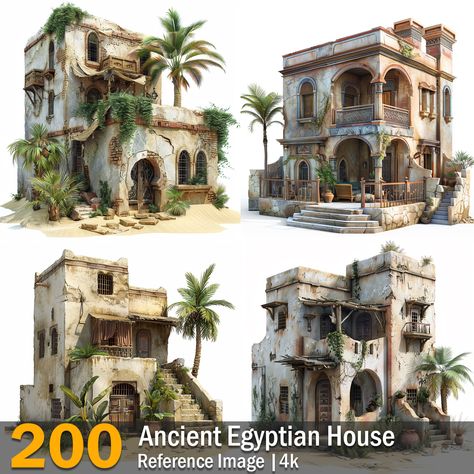 Ancient Egyptian House | Reference Images | 4K,  on ArtStation at https://www.artstation.com/artwork/VJPBK5 Egyptian Mansion, Ancient Egypt House, Ancient Egyptian House, Egyptian Buildings, Minecraft Desert House, Ancient Egyptian City, Egypt House, American Mountains, Egyptian House