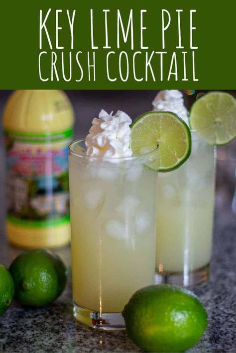 This Key Lime Pie Crush Cocktail is sweet, tart, and totally refreshing. It tastes just like a boozy piece of key lime pie, but in a glass! Grapefruit Crush Recipe, Lime Juice Recipes, Key Lime Recipes, Whipped Vodka, Whipped Cream Vodka, Lime Drinks, Key Lime Juice, Lime Recipes, Boozy Drinks