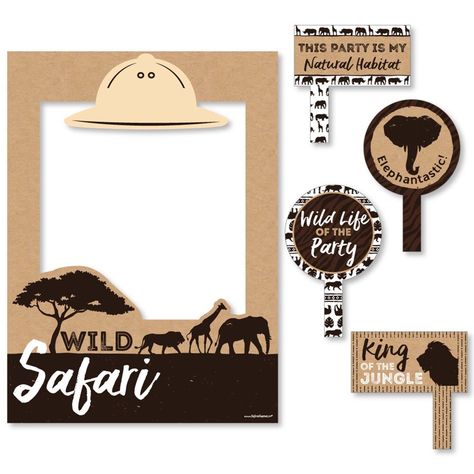 Safari Photo Booth, Photo Booth Picture Frame, Photo Booth Picture Frames, Frame Props, Baby Shower Photo Booth, African Theme, Safari Theme Party, African Crafts, Wild Safari