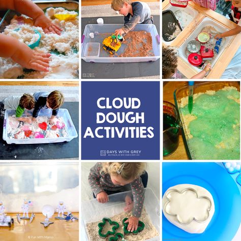 Preschool Age Activities, Dough Sensory Play, Cloud Activities, Sensory Bin Ideas, How To Make Clouds, Play Activity, Cloud Dough, Baby Sensory Play, Sensory Activities Toddlers