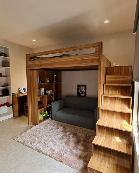 Teenager Bunk Bed Ideas -design.republic Bunk Bed Designs With Desk, Cool Cabin Beds, Mezzanine Bed Adult, Bunk Bed Office Ideas, Teenage Loft Bed Ideas, Adult Loft Bed For Small Rooms Hanging, Lofted Bunk Beds, Double Loft Bed For Adults, Diy Bunk Bed With Desk Underneath