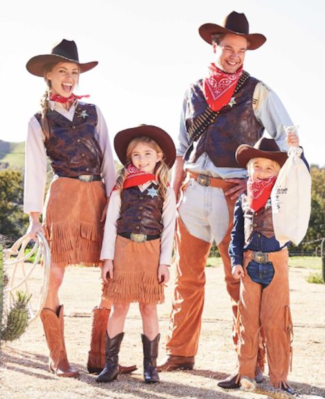 Family Matching Cowboy and Cowgirl Halloween Costumes Family Cowboy Costumes, Cowboy Costume Kids, Cowgirl Costume For Women, Cowgirl Costume Kids, Cowboy Costumes, Matching Family Halloween Costumes, Cowgirl Halloween Costumes, Cowboy Halloween Costume, Costumes Carnaval