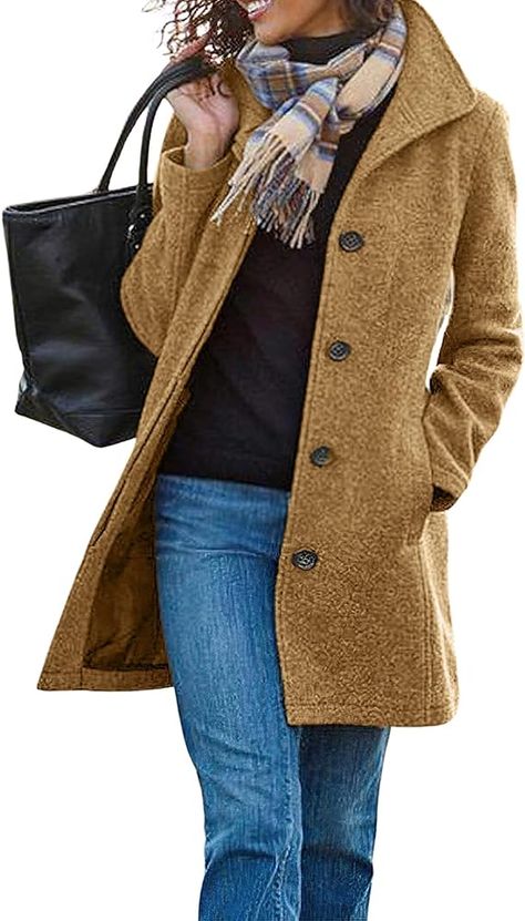 Giacca In Tweed, Daily Street Style, Womens Tweed Jacket, Single Breasted Coat, Casual Coat, Look Plus, Outfit Casual, Outerwear Coats, Color Khaki