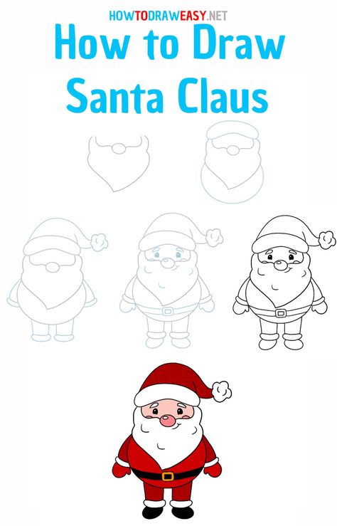 Santaclaus Art Drawing, Santa Claus Drawing Easy, Make Santa Claus, Draw Santa Claus, Santa Drawing, Snow Diy, Draw Santa, Festival Drawing, Cute Easy Animal Drawings