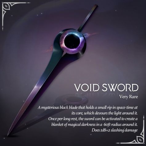 Void Powers, Fantasy Blade, Teknologi Futuristik, Elemental Magic, Super Powers Art, Types Of Swords, Fantasy Props, Magic Design, Cool Swords