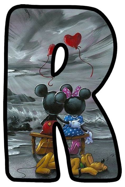 Abecedario de Minnie y Mickey Enamorados. Minnie and Mickey in Love Alphabet. - Oh my Alfabetos! Love Alphabet, The Letter R, Minnie And Mickey, Mickey And Minnie Mouse, Letter R, Mickey And Minnie, Oh My, Fondos De Pantalla, Minnie Mouse