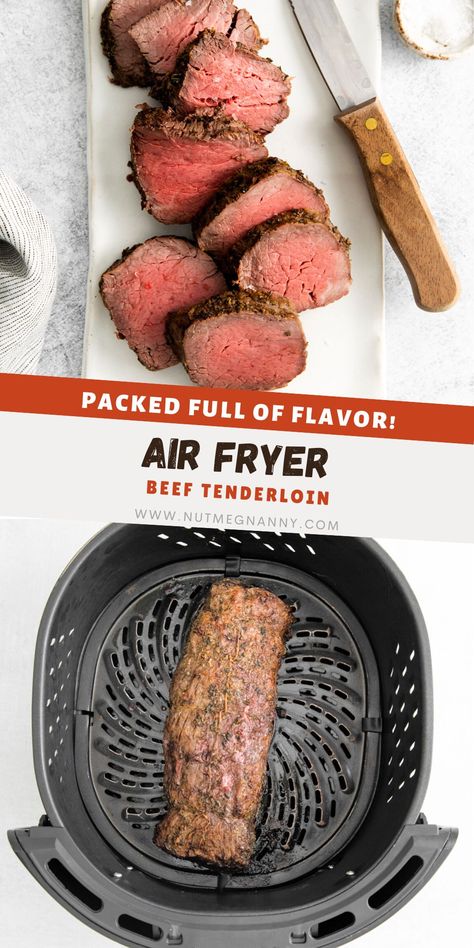 Air Fryer Beef Tenderloin, Deer Tenderloin Recipes, Roast Fillet Of Beef, Filet Mignon Roast, Air Fryer Beef, Filet Recipes, Whole Beef Tenderloin, Venison Tenderloin, Beef Loin