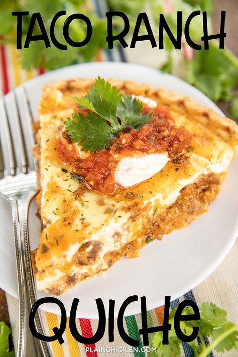 Taco Quiche Recipes, Mexican Quiche Recipes Easy, Southwestern Quiche Recipes, Eggs And Rotel Recipe, Pioneer Woman Cowboy Quiche, Mexican Quiche Recipes, Ground Beef Quiche, Taco Quiche, Quiche Ideas