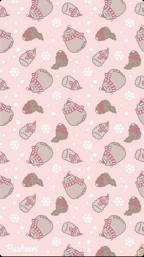 Pusheen Christmas, Cat Pattern Wallpaper, Halloween Wallpaper Iphone Backgrounds, Ipad Air Wallpaper, Pusheen Cute, Xmas Wallpaper, Vintage Flowers Wallpaper, Kawaii Christmas, Pusheen Cat