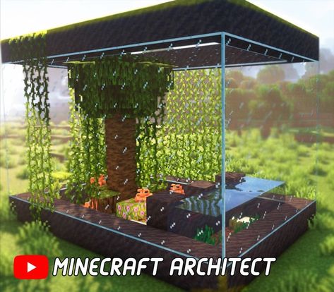 (Click image for a step by step tutorial on my YouTube Channel) Minecraft Aquarium Ideas, Frog Enclosure, Minecraft Aquarium, Minecraft Village Ideas, Cherry Blossom House, Minecraft Pfp, Build In Minecraft, Cottage Minecraft, Case Minecraft