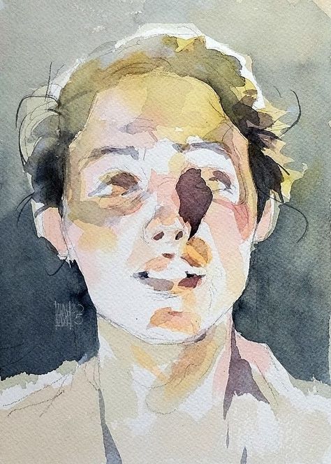 Watercolor Face, Watercolor Art Face, Watercolor Portrait Painting, Cat Air, Seni Cat Air, Watercolor Painting Techniques, 수채화 그림, Arte Inspo, Watercolor Art Lessons