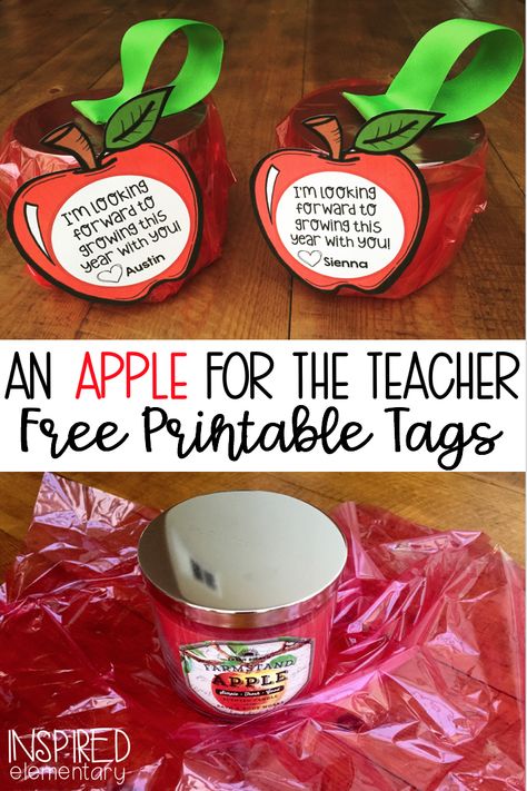 Love this back to school gift idea for a teacher! This easy DIY apple candle is simple and can be used in the beginning of the year, or as an end of the year teacher gift. Grab your FREE printable apple tags to make this cute gift. Apple Note For Teacher, Apple Tags Free Printable, Apple Gift Tags Printable Free, Teacher Gift Beginning Of The Year, Apple Gifts For Teachers, Beginning Of The Year Teacher Gifts, Teacher Gifts Beginning Of Year, Teacher Thank Yous, Apple For Teacher