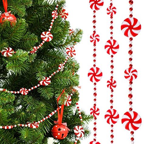 10 Feet Christmas Candy Garland Peppermint Candy Garland Christmas Decorations Fake Crystal Candy Decor Christmas Tree Garland for Xmas Home Christmas Home Decoration (Classic Style) Peppermint Christmas Decorations, Candy Garland, Christmas Bead Garland, Candy Decor, Diy Girlande, Crystal Candy, Holiday Favors, Decor Christmas Tree, Candy Decorations