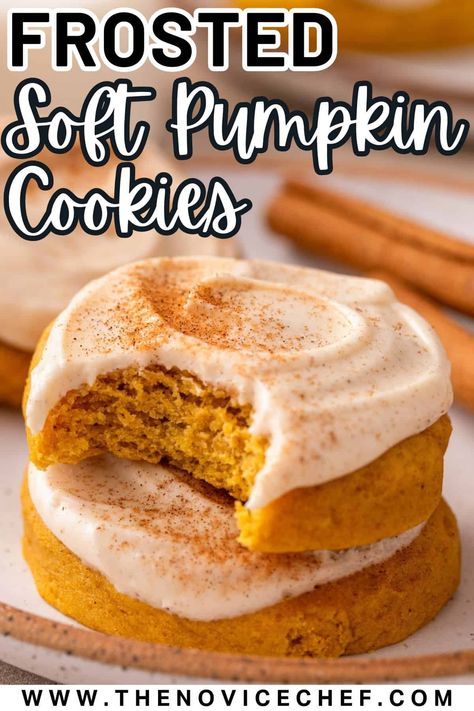 These pumpkin cookies with cream cheese frosting are so irresistibly soft and pillowy, everyone will be begging for more! Loaded with warm Fall spices, these soft pumpkin cookies are topped with a cinnamon cream cheese frosting that pairs perfectly. Bonus: They’re quick and easy to make, with no dough chilling needed! Things To Bake With Pumpkin, Fresh Pumpkin Cookie Recipes, Pumpkin Cookies With Cream Frosting, Icing For Pumpkin Cookies, Old Fashioned Pumpkin Cookies, Pumpkin Cream Pie Cookies, Pumpkin Cookie With Cream Cheese Icing, Pumpkin Cookies No Butter, Pumpkin Frosted Cookies