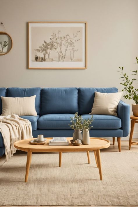 18 Blue Couch Living Room Ideas – The Crafty Hacks Jean Blue Couch Living Room, Lounge Decor Blue Sofa, Sitting Room Blue Sofa, Living Room Designs Navy Blue Couch, Living Room Colored Couch, Cozy Living Room Blue Couch, Grey Blue Sofa Living Room Ideas, Cozy Sofa Bed, Living Room Blue Couch Colour Schemes