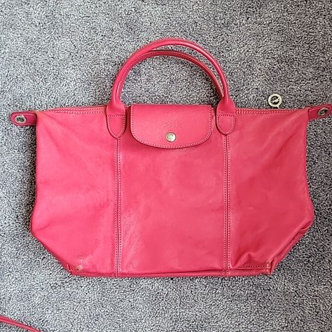 Longchamp La Pilage Leather Bag. Well Use , Show Sign In 4 Corner And Handle. But Other Than That, The Bag Has No Hold Or Rip. Come With Shoulder Strap That Rarely Use. Please Ask If You Have Any Questions. I Selling This For Someone Else. Z Longchamp Leather Bag, Longchamp Leather, Longchamp Bags, Leather Bag, Shoulder Strap, Leather, Pink, Women Shopping, Color