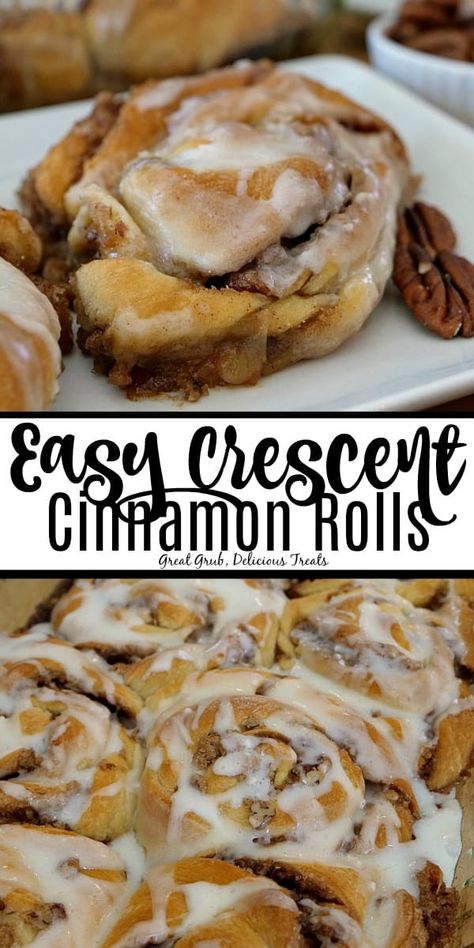 Easy Crescent Cinnamon Rolls Crescent Cinnamon Rolls, Best Cinnamon Rolls Ever, Crescent Roll Recipes Dessert, Cinnamon Crescent Rolls, Easy Cinnamon Rolls Recipe, Crescent Recipes, Cinnamon Rolls Easy, Pillsbury Recipes, Best Cinnamon Rolls