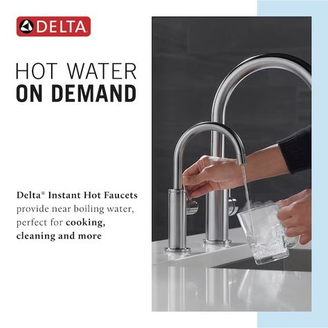 Delta Chrome Deck-mount Instant Hot Water Dispenser in the Water Dispensers department at Lowes.com Delta Kitchen Faucets, Delta Champagne Bronze, Delta Kitchen Faucet, Kitchen Shapes, Boiling Water Tap, Hot Water Tanks, Touchless Faucet, Navigation Design, Hot Water Dispensers