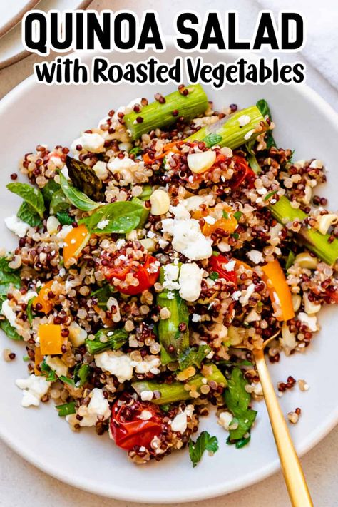 Tricolor Quinoa Salad, Quinoa With Roasted Vegetables, Warm Quinoa Salad, Roasted Vegetable Quinoa, Vegetable Quinoa Salad, Easy Veggie Sides, Recipes With Beef, Roasted Root Vegetable Salad, Root Vegetable Salad