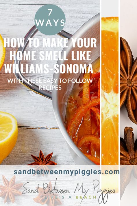 Why do stores burn candles or have delicious smelling fragrances? Simple! They do it because people like it. One of my favorite store scents comes from Williams-Sonoma. There's just something about the smell the gets to me and in a good way. If you love the smell like I do, you will want to read my post because I have learned how to create that smell and it's easy. Read on to make your house smell like Williams-Sonoma. #williamssonoma #DIYscents #makeyourhousesmelllikewilliamssonoma Williams Sonoma Smell, Diy Potpourri, William Sonoma Recipes, Homemade Potpourri, Simmer Pot Recipes, Potpourri Recipes, Mulling Spices, House Smell Good, Home Smell