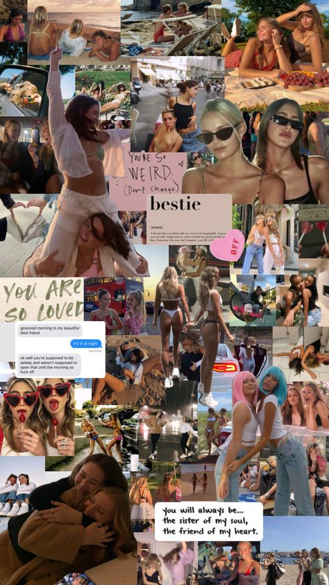 Best Friends Collage Ideas, Best Friends Aesthetic Collage, Photo Collage For Friends, Friend Photo Collage Gift, Friend Wallpaper Collage, Friends Collage Frame, Photo Collages Ideas, Best Friend Moodboard, Bestie Collage Ideas