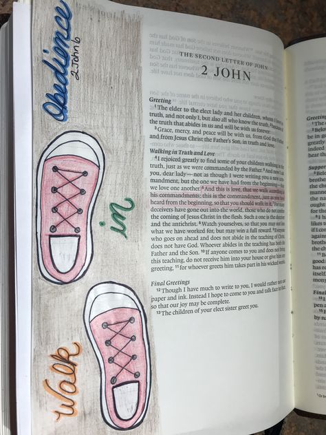 2 John Bible Journaling, John 2 Bible Journaling, John 6 Bible Journaling, Journaling Themes, Girly Bible, John Verses, John Bible, Bible Drawings, Journaling Printables