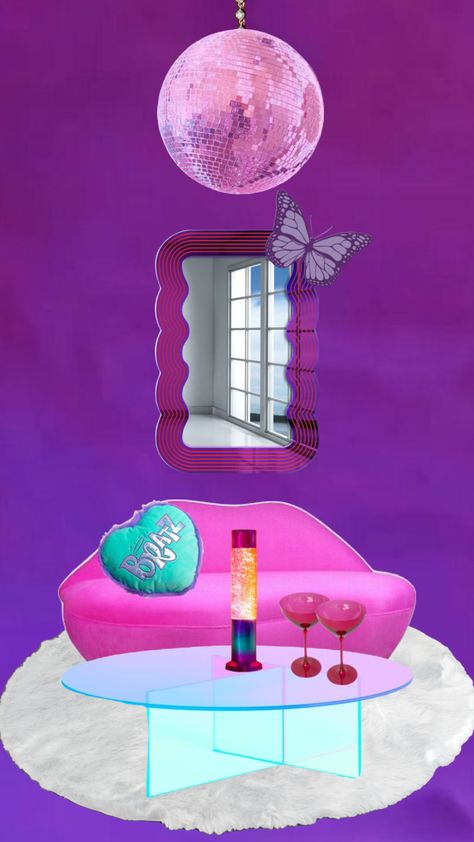 Bratz theme room #bratz #roomdesign #room #decor #roomdecor #interiordecoration #interiordecor #interiordesign #bedroom #bedroomdecor #bedroomdesign Bratz Apartment, Bratz Office, Bratz Inspired Bedroom, Bratz Decor, Bratz Bedroom, Bratz Room, Lady Lounge, Lilly Pulitzer Outfits, Bloxburg Ideas