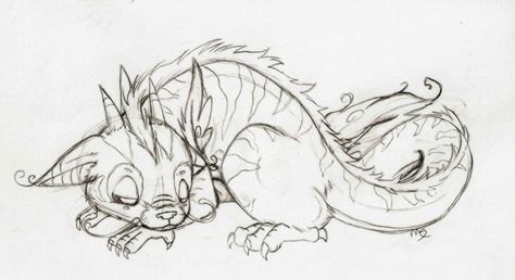 Baby dragon Sleeping Dragon Illustration, Dragon Sleeping Drawing, Sleeping Dragon Drawing, Baby Dragon Tattoos, Baby Dragons Drawing, Dragon Sleeping, Tree Frog Tattoos, Baby Dragon Art, Dragon C