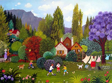 Louis Marius Amorim Ferreira de Moraes Arte Naive, Naïve Artist, Naive Painting, Arte Folk, Cottage Art, Garden Painting, Arte Popular, Naive Art, Folk Art Painting