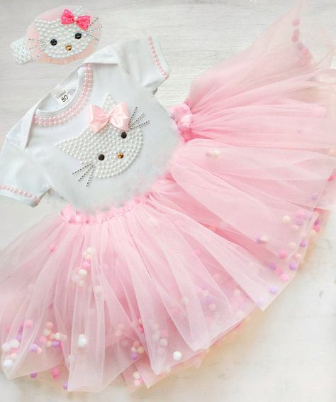 Pink Hello Kitty Birthday, Hello Kitty Tutu, Hello Kitty Theme Party, Kitten Birthday Party, Hello Kitty Birthday Party, Hello Kitty Dress, Hello Kitty Clothes, Hello Kitty Themes, Birthday Tutu Outfit