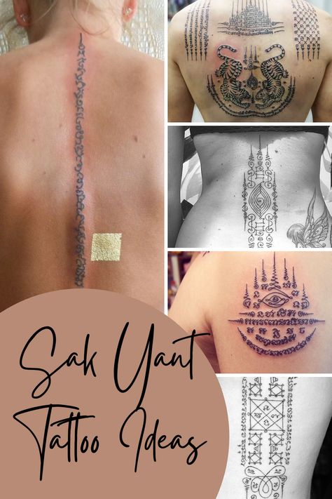 What Is A Sak Yant Tattoo & Where To Get One - TattooGlee Thai Words Tattoo, Sak Yant Tattoo Meaning, Sak Yant Tattoo Women, Sak Yant Tattoo Design, Tattoo Women Arm, Traditional Thai Tattoo, Lower Back Tattoo, Ambigram Tattoo, Aztec Tattoos