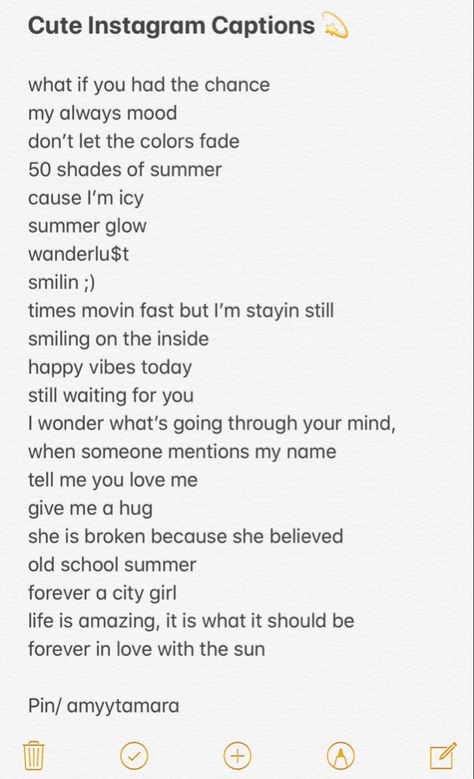 Instagram captions City Girl Life, Summer Instagram Captions, Summer Captions, She Is Broken, Still Waiting For You, Love Captions, Cute Instagram Captions, Waiting For Love, Happy Vibes