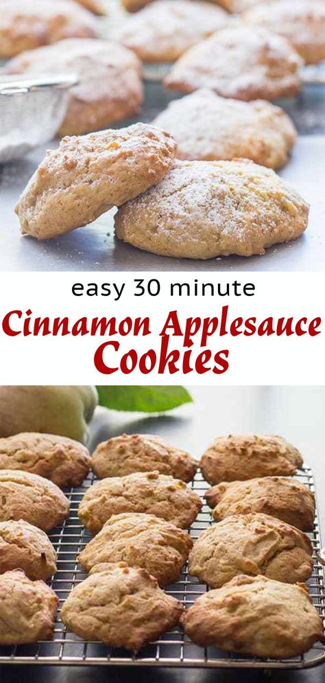 Desserts That Use Applesauce, What To Do With Applesauce Ideas, Baking Recipes With Applesauce, Baking With Apple Sauce Recipes, Cookie Recipes Using Applesauce, Applesauce Cookies Recipes Healthy, Healthy Apple Sauce Cookies, Applesauce Used In Recipes, Dessert Using Applesauce