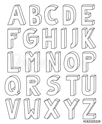 Download 3D outline alphabet from letter A to Z in A4 Sheet Stock Vector and explore similar vectors at Adobe Stock. A4 Sheet, Alphabet And Numbers, Alphabet Letters, Alphabet