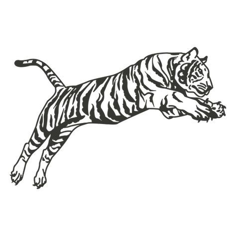 Tiger Jumping Tattoo, Tiger Jumping Illustration, Tiger Vector Illustration, Tiger Graphic Design, Jumping Tiger, Tiger Silhouette, Tiger Png, Tiger Vector, Hang Tags Clothing