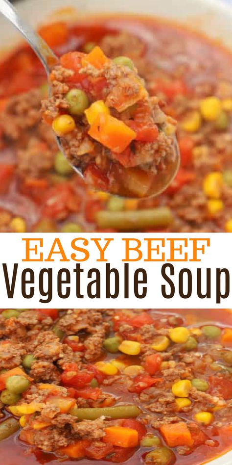 Simple Vegetable Beef Soup, Vegetable Beef Soup With Frozen Veggies, Crockpot Beef And Vegetable Soup, Tomato Vegetable Beef Soup, Crockpot Vegetable Beef Soup With Frozen Vegetables, Easy Beef Soup Quick, Easy Homemade Vegetable Beef Soup, Soup Recipes Vegetable Beef, Vegetable Beef Soup Recipes Crockpot Easy