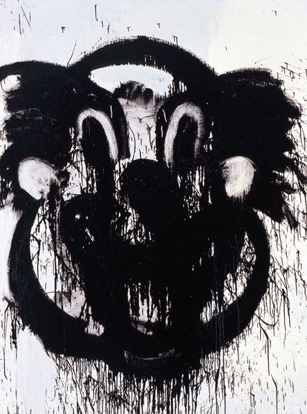 joereorda:  Joyce Pensato French Clown 2005 Enamel on linen 96 x 72 inches Joyce Pensato, Clown Juggling Drawing, Art The Clown Painting, French Clown, Creepy Clown Illustration, Creepy Clown Painting, Graffiti Fonts, Josh Smith, Graffiti Font