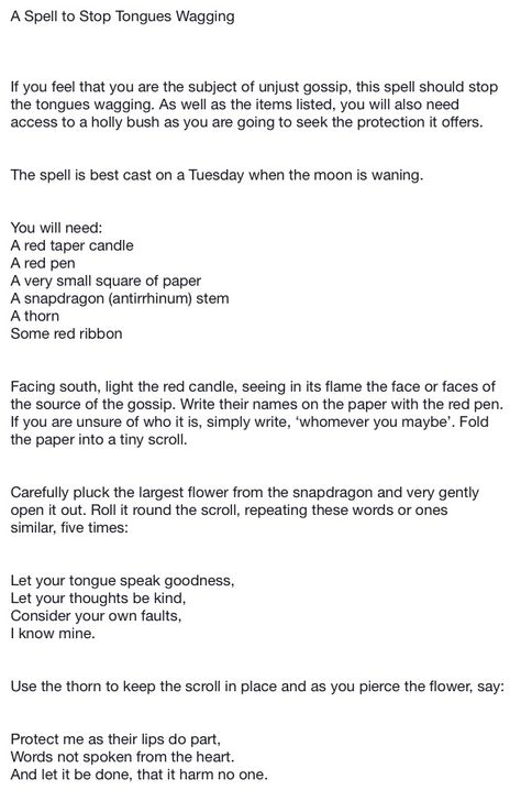 Spell To Make Someone Stop Talking About You, Honey On Tongue Spell, Spell To Stop Thinking Of Someone, Cow Tongue Spell, Keep My Name Out Of Your Mouth Spell, Shut Your Mouth Spell, Revenge Spell, Binding Spells, Binding Spell