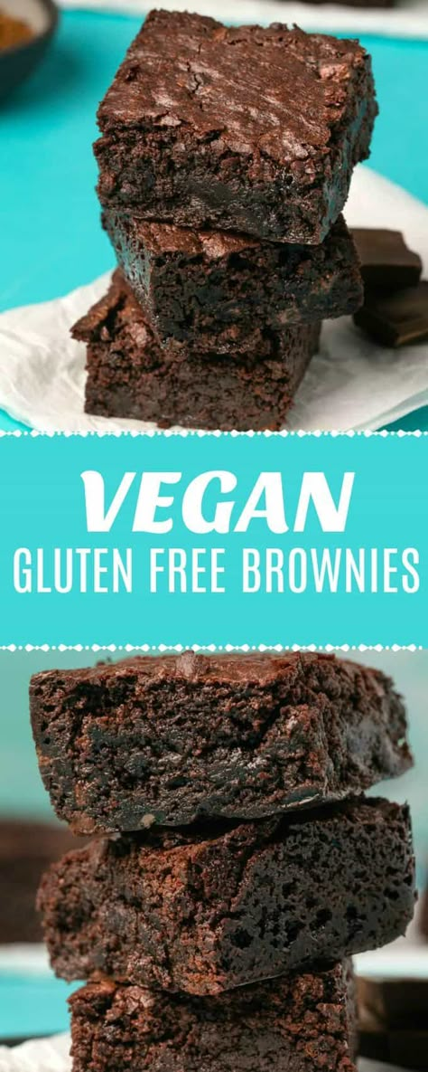 Rich, fudgy and ultra moist vegan gluten free brownies. These super easy brownies are so good no one will guess they're vegan or gluten-free! #vegan #glutenfree | lovingitvegan.com Gf Deserts, Lenten Meals, Vegan Gluten Free Brownies, Easy Brownies, Gf Treats, Bake Ideas, Vegan Potluck, Vegan Gluten Free Desserts, Patisserie Sans Gluten