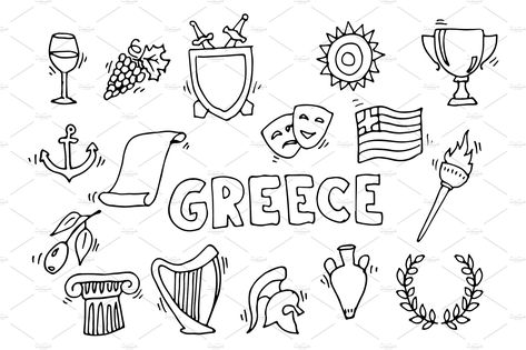 Greece #cultural#Landmarks#Greece#features Greece Doodles, Greece Journal, Greece Drawing, Greek Drawing, Greece Wallpaper, Best Travel Journals, Greece Culture, Travel Doodles, Planner Designs