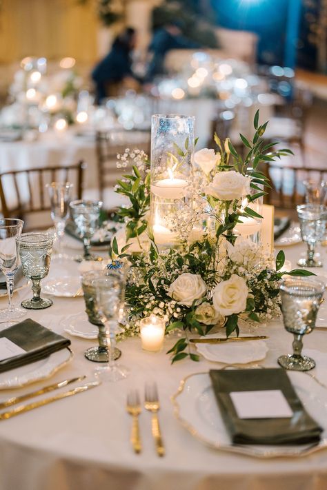 wedding inspiration. white and green wedding. traditional wedding. gold. modern floral inspiration. california wedding. floral design. floral inspo. Greens And White Wedding Decor, White And Green Wedding Table Setting, White Green Gold Wedding Table Decor, White And Green Wedding Aesthetic, February Wedding Table Decor, Classy Timeless Wedding Decor, Green Wedding Theme Table Settings, Wedding Green Decoration, Wedding Ideas Green And White