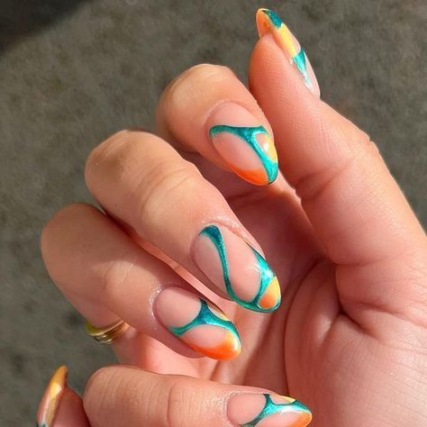 #nail design #nail inspo #elegant nails #nails #elegant nails #trendy nails #minimalist nails #cool nail inspo #nails idea #nude nail designs #graduation nails #summer nails #coffin nails designs #coffin nails #grad nails #summer toe nails #spring nails #nail ideas #nails acrylic #nail designs #nail inspo Tiger Orange, Rocket Ships, Blue Chrome, Summery Nails, Classy Acrylic Nails, Nails Desing, Orange Nails, Dream Nails, Fire Nails