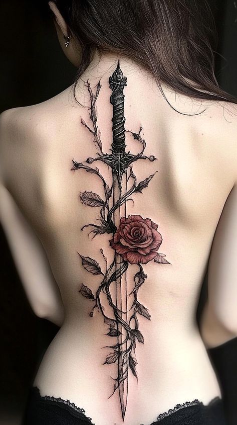 Dark Feminine Tattoos, Torso Tattoos, Wicked Tattoos, Fantasy Tattoos, Spine Tattoos For Women, Tattoo Style Drawings, Badass Tattoos, Back Tattoo Women, Spine Tattoos