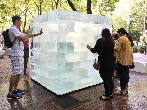 The Seattle Freeze just got literal. Ice Cube Melting, Olson Kundig, Selfie Wall, Ice Art, Ice Bars, Ice Blocks, Classic Office, Design Festival, Cube Design