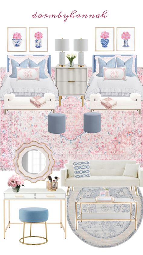 coastal/preppy dorm inspo Sorority House Rooms, Dorm Planning, Pretty Dorm Room, Sorority Room, College Dorm Room Inspiration, Dream Dorm Room, Dorm Room Styles, Freshman Dorm, Coastal Preppy