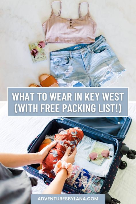 Experience the magic of Key West without the fashion dilemma! 🌴 I've got you covered with this detailed Key West packing guide. Get all the style tips, tricks and packing must-haves you need for a fabulous getaway in the Florida Keys. Don't forget to download your free 'Florida Keys Packing List' for ultimate ease & peace of mind! 🌊 Outfits For The Florida Keys, Florida Keys Packing List, Florida Keys Outfit What To Wear, What To Pack For Key West Vacation, Key West Packing List, Key West Fashion, Keywest Florida Outfits, Florida Keys Outfit Ideas, What To Wear In Key West