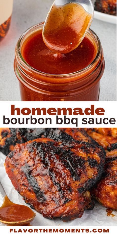 Tired of store bought barbecue sauce that's laden with sugar and preservatives? This Homemade BBQ Sauce is thick, flavorful and full of ingredients you can pronounce. It's so easy to make and it comes together in about 15 minutes! #bbqsauce #easyrecipes #diy Bourbon Bbq Sauce Recipe, Spicy Sauces, Homemade Bourbon, Diy Seasonings, Bourbon Bbq Sauce, Barbecue Sauces, Bbq Sauce Homemade Easy, Smoker Ideas, Homemade Bbq Sauce Recipe